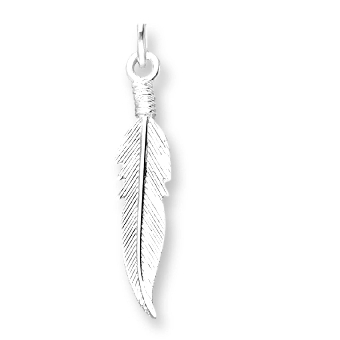 Silver feather necklace crafted sterling silver