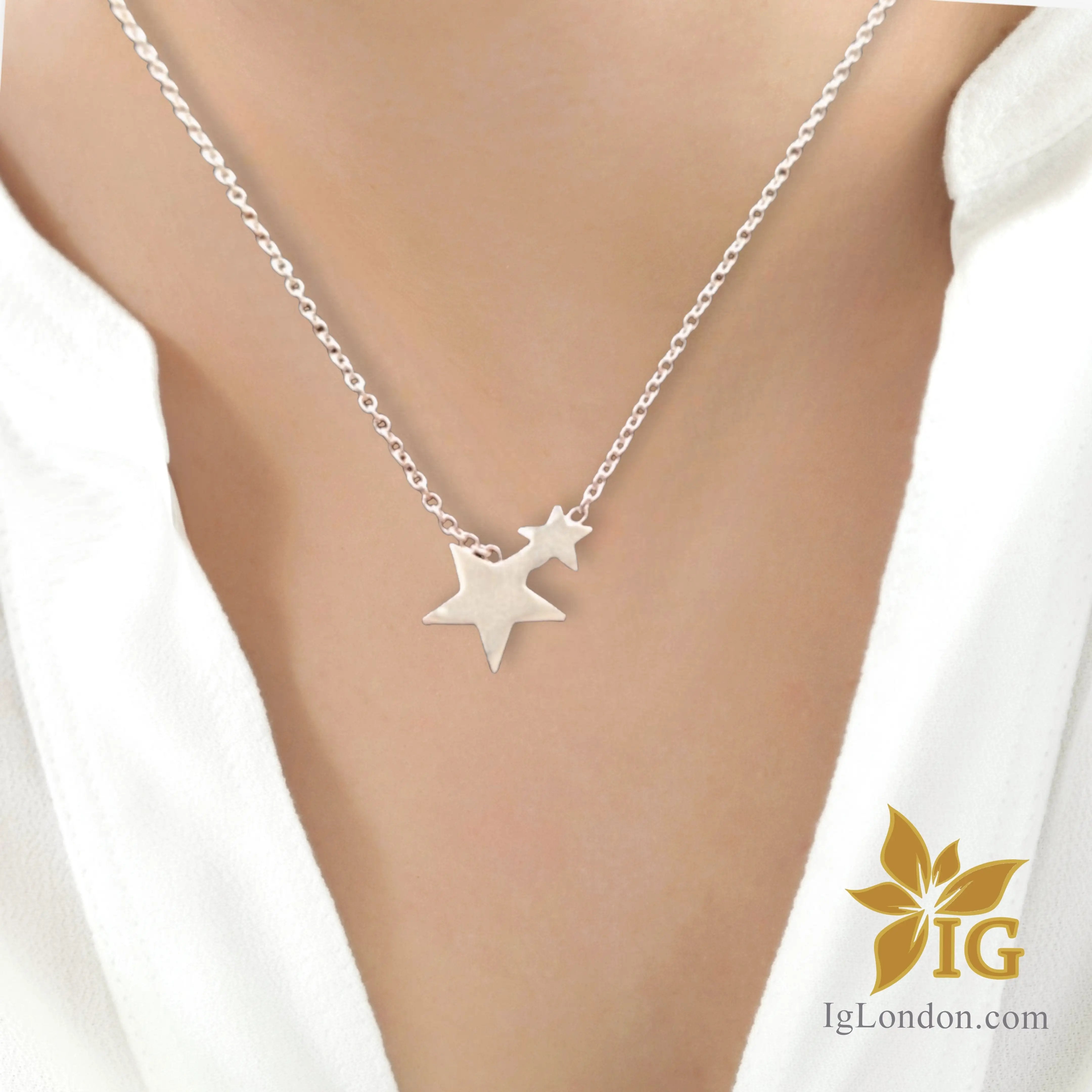 Stars necklace handcrafted in solid 925 sterling silver IGLondon