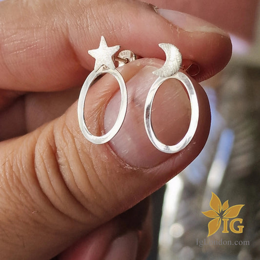 Moon and star earrings studs Arrives elegantly boxed, plus personalized message card. It’s ready to give and cherish.