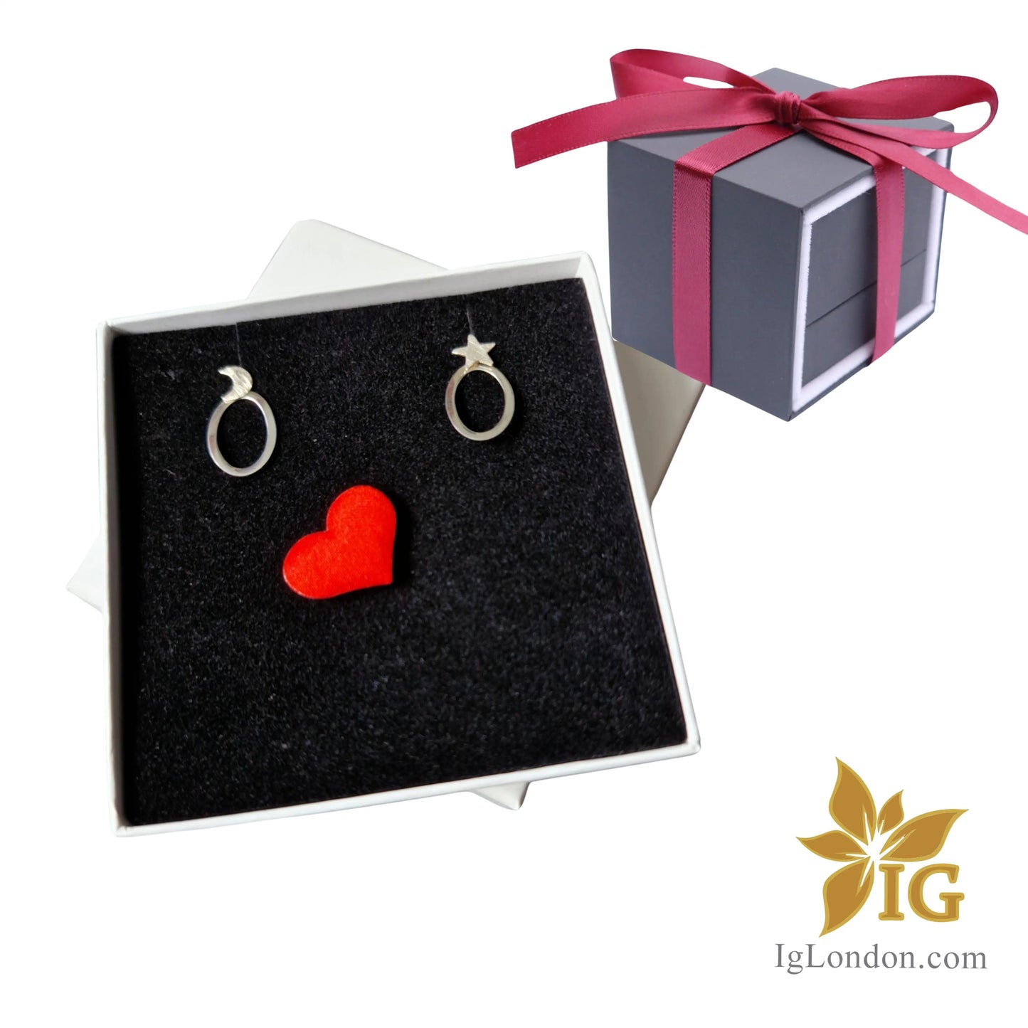 Moon and star earrings studs Arrives elegantly boxed, plus personalized message card. It’s ready to give and cherish.