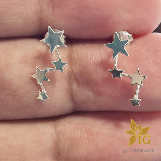 Stars push-back earrings crafted in sterling silver