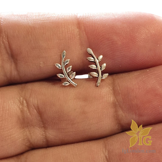 Leaf push-back earrings crafted in sterling silver