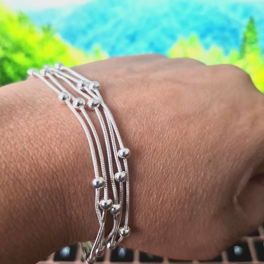 Five Layers snake chain bracelet. Sterling  Silver bracelet for women