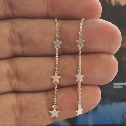 Star sterling silver thread earrings