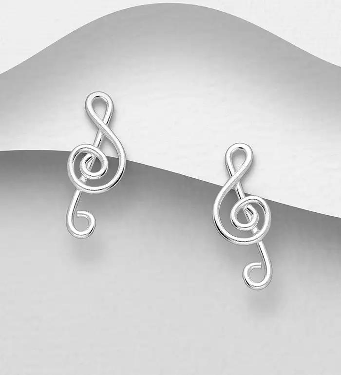 Music stud earrings Music Notes Push-Back Earrings crafted Sterling Silver - IGLondon.com IGLondonByElissa, 