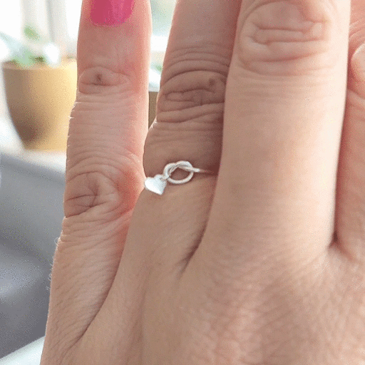knot ring  Heart love knot ring crafted in sterling silver