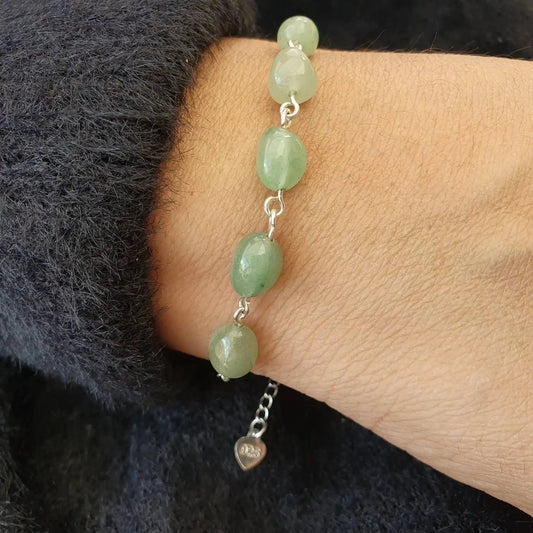 emerald bracelet Five emerald s925 bracelet, May birthstone,