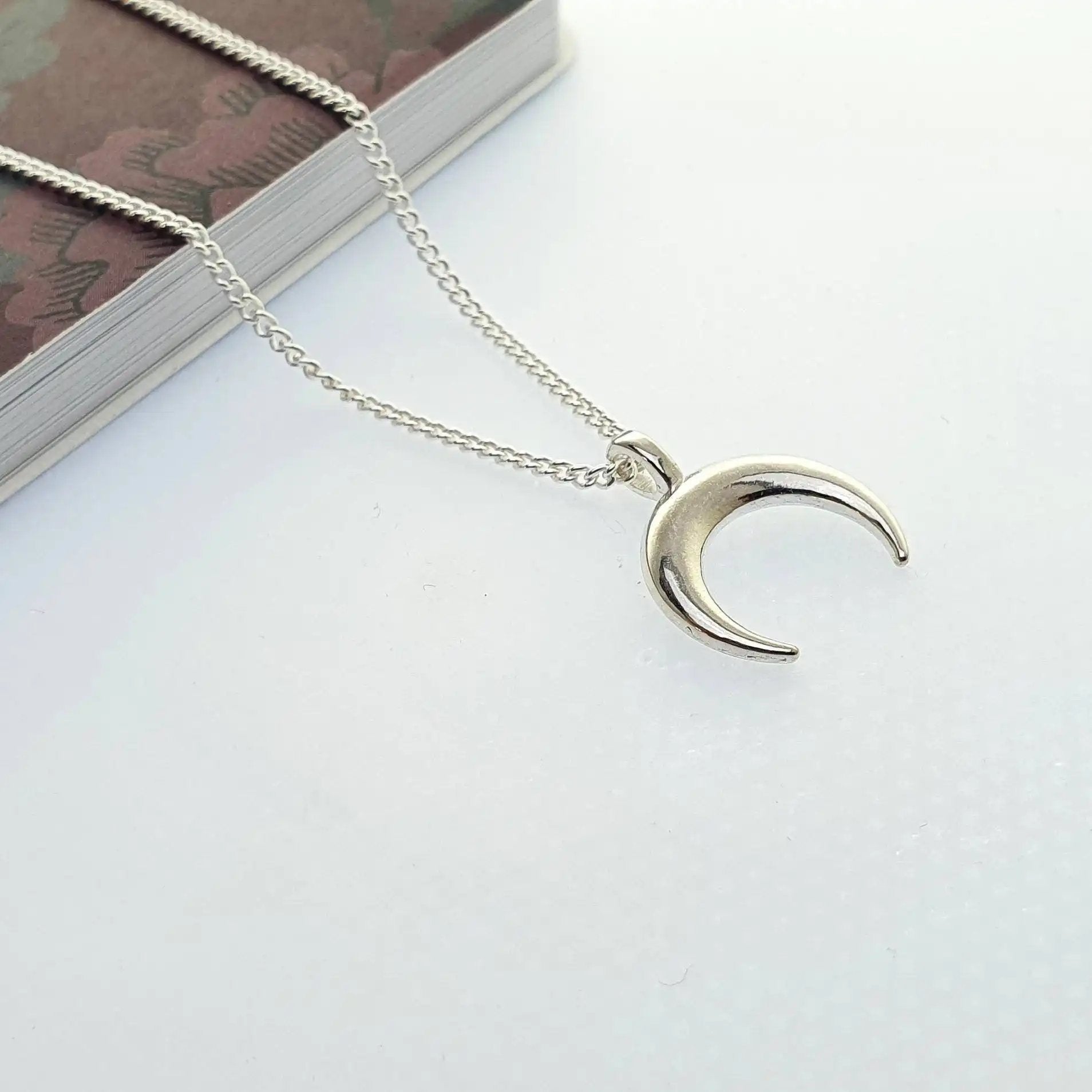 Crescent moon necklace Crescent moon  necklace Crescent moon charm sterling silver plated necklace.