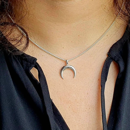 Crescent moon  necklace Crescent moon charm sterling silver plated necklace.
