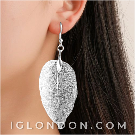 leaf drop earrings silver