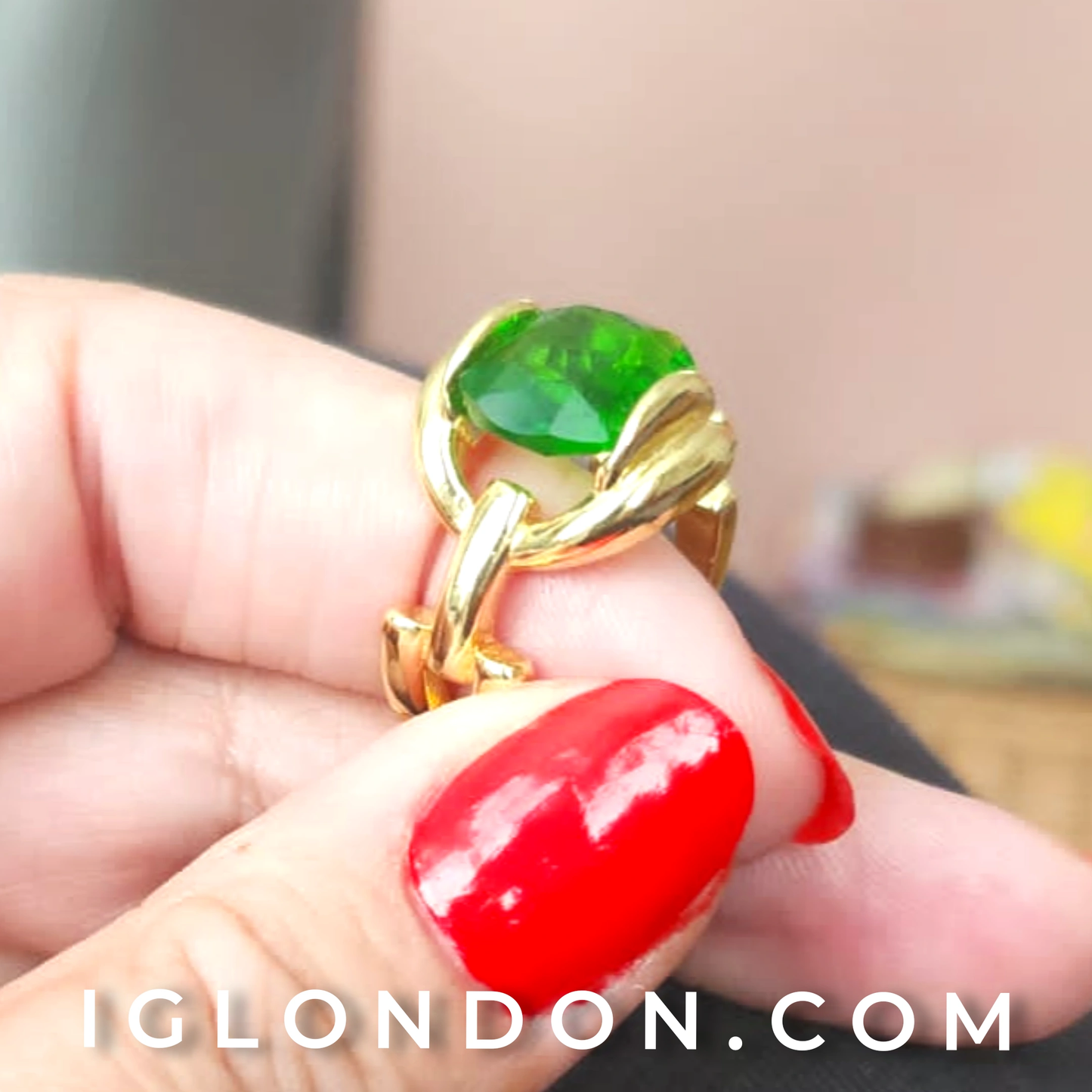 Gold emerald ring Gold Adjustable statement ring with  emerald - IGLondon.com IGLondonByElissa, adjustable, birthstones, crystal, gemstones, gold, mother, mothers, ring