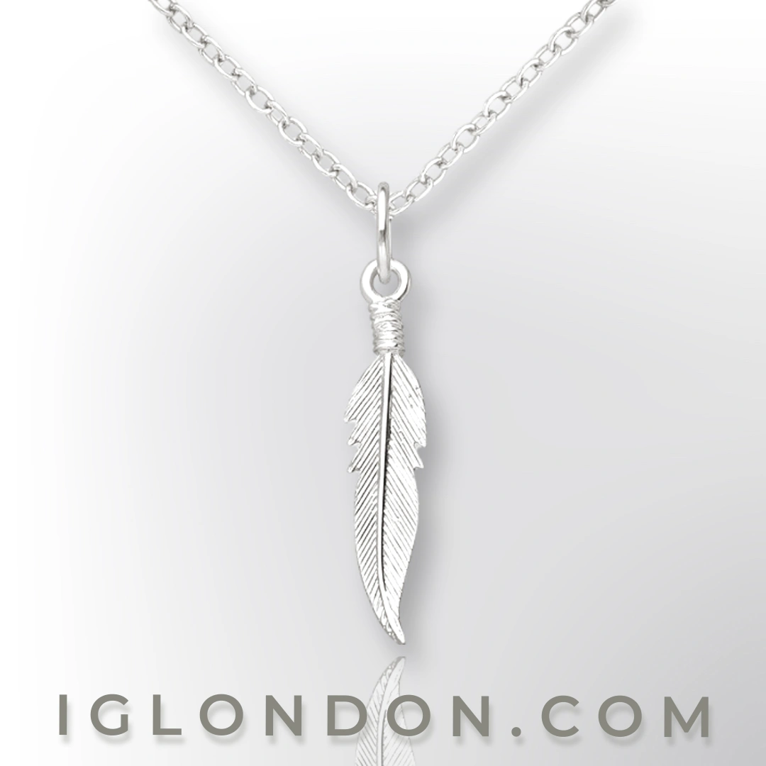 silver feather necklace crafted sterling silver