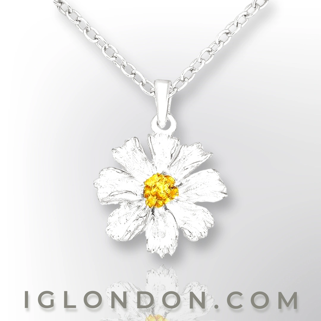 daisy pendantDaisy flower pendant, sterling silver trace chain - IGLondon.com IGLondonByElissa, mothers, new